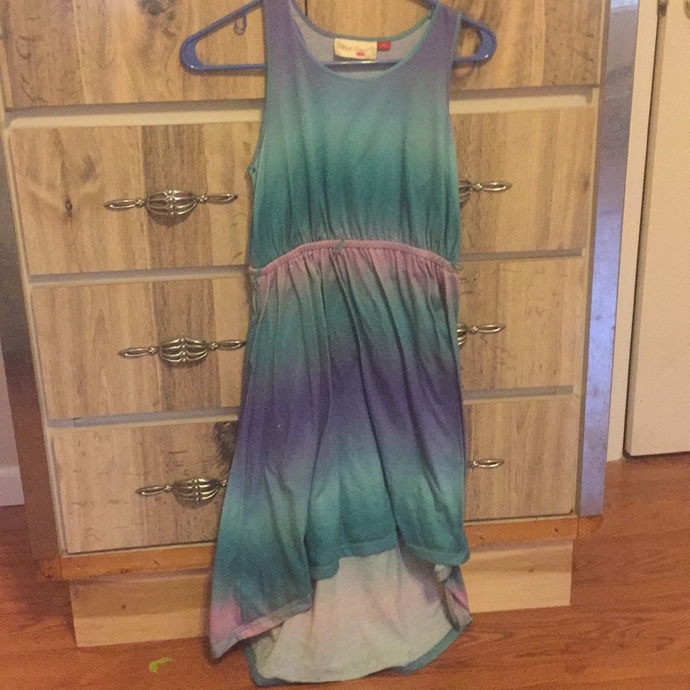 Blue purple ombré high low dress